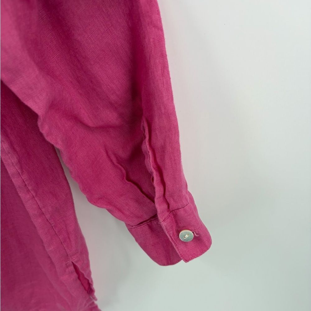 J.Jill love linen pink button up long sleeve blouse women’s size XL resort beach - Picture 4 of 5